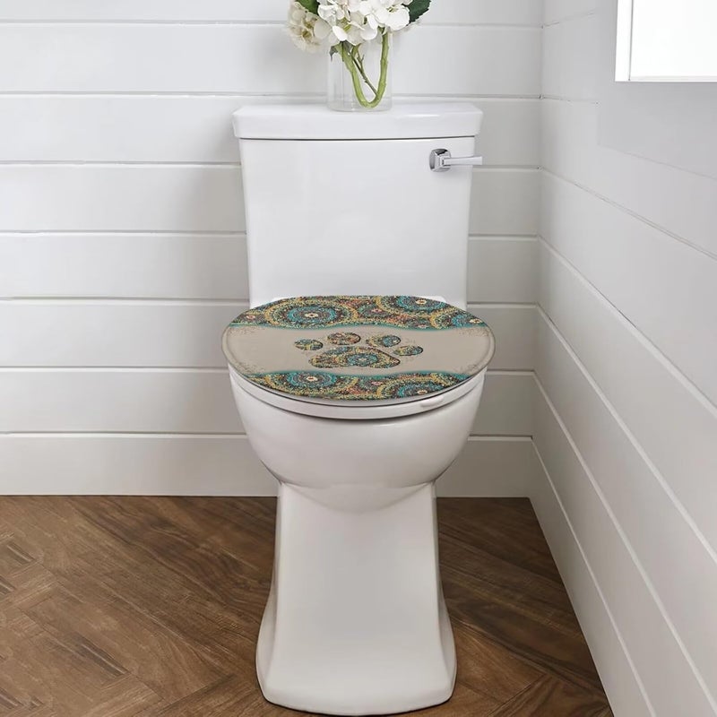 Flashideas Dog Paw Prints Toilet Lid Cover Bathroom Decoration Accessories Bathroom Toilet Lid Soft Plush Seat Covers Seat Covers Fits Most Lids for Accessories Decor - Image 2